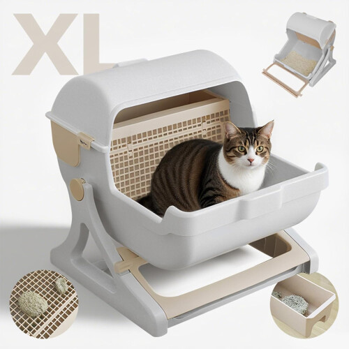 Automatic Litter Box with Open  Design, Large Odorless Self Cleaning for Multiple Cats 2