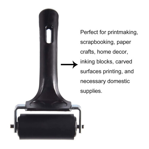 2 Pack Rubber Brayer Roller Set 6cm for Printmaking and Crafts, Durable Rubber, Even Coverage, Easy Clean 1