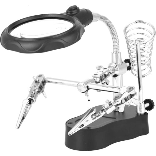 LED Magnifying Lamp with Adjustable Arms and Clips for Soldering Helping Hands Electronics 2
