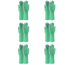 XIANXIAN Long Rubber Cleaning Gloves, Dish Washing Waterproof Gauntlets – Latex, Warm Insulated, 6 Pairs, Compatible with Kitchen/Dining/Bar