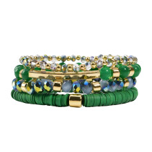 St. Layer Grønt armbånd Dame Grønt armbånd Meddelelsesarmbånd Lerperler Boho Smykker Gaver til piger Dame