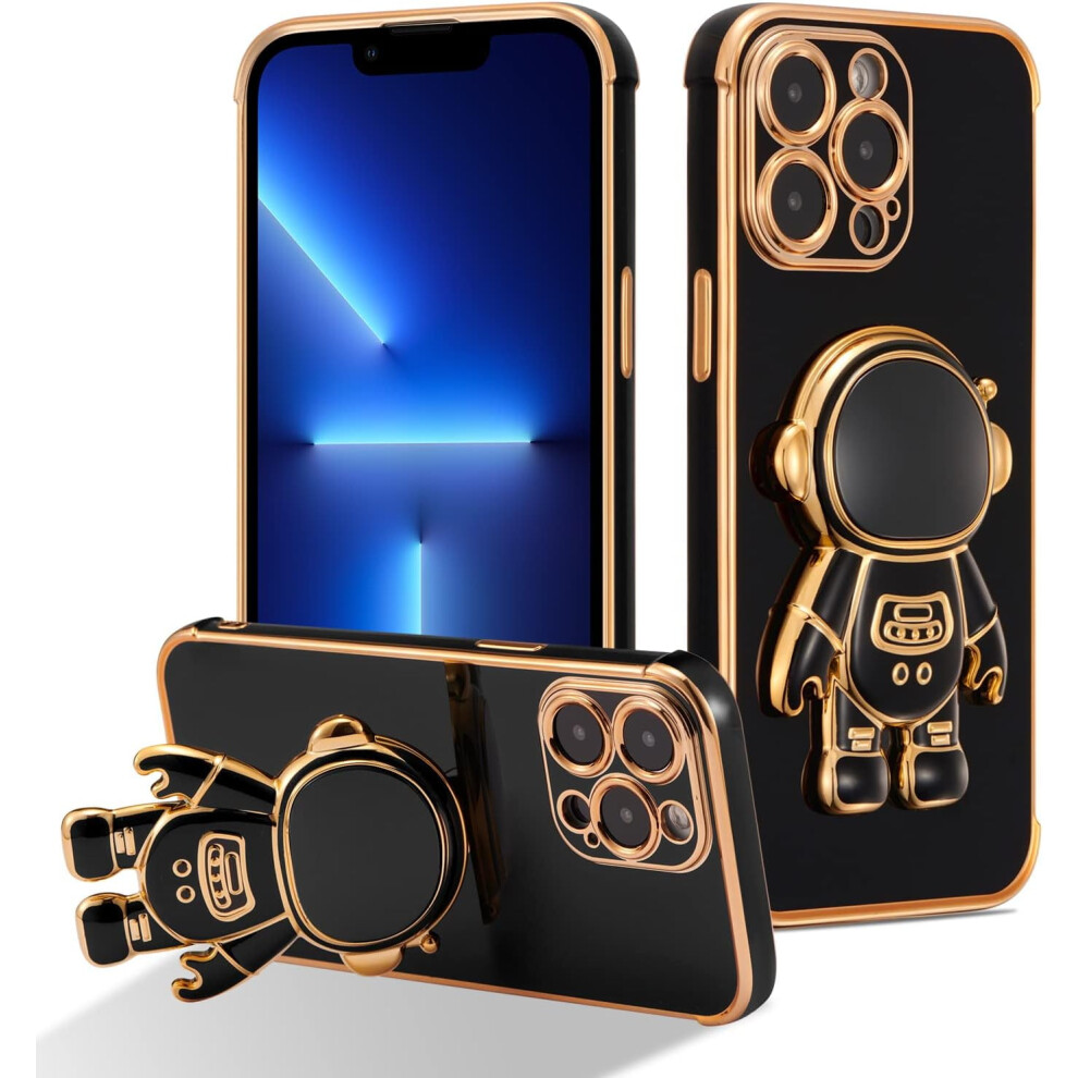 Cute 6D Astronaut Phone Case For Iphone 15 Pro Â Slim, Shockproof, Stand, Electroplated, Compatible With Iphone 15 (6.1") Black 9365509668795