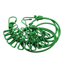 Green drying rope, Fixing Clip,Portable Outdoor Clothesline with 12 Clothespins Beach Windproof Clothes Rack Super Elastic Clothesline