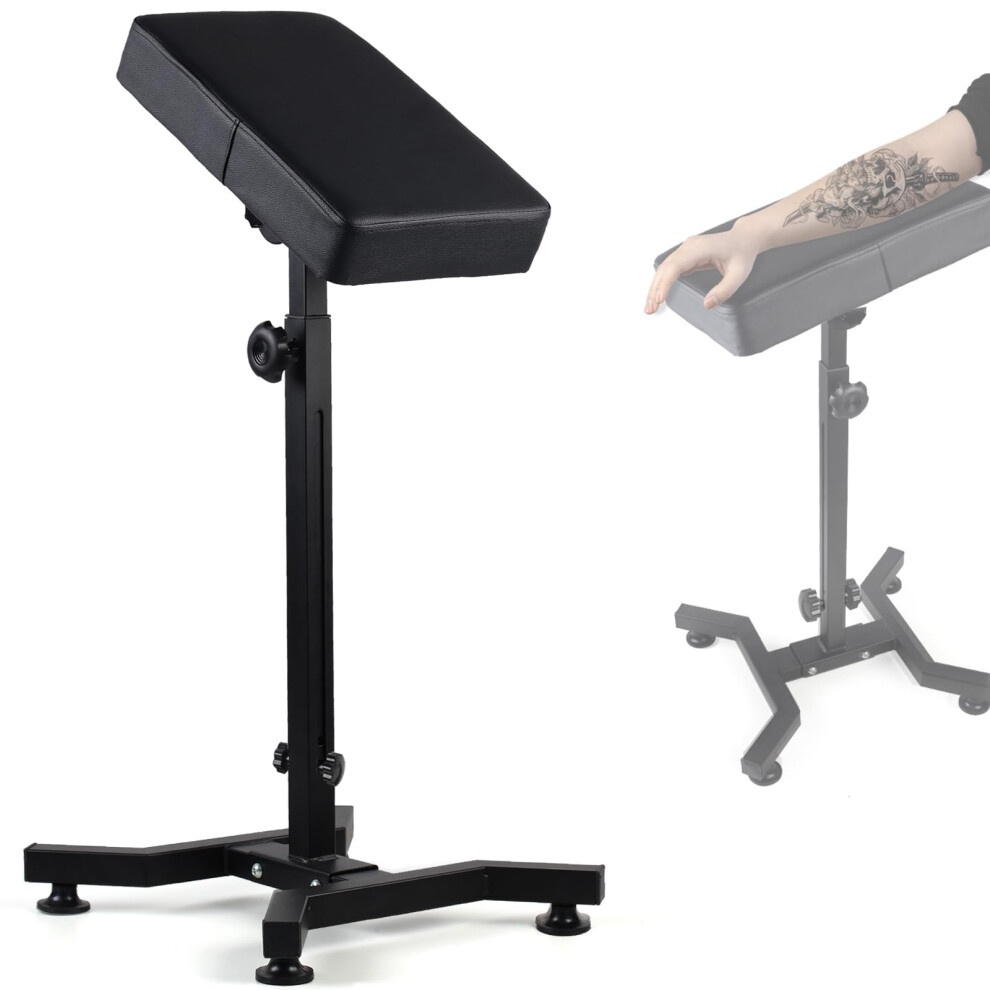 Tattoo Arm Rest with Adjustable Height and Angle, PU Leather Cushion, HeavyDuty NonSlip Base