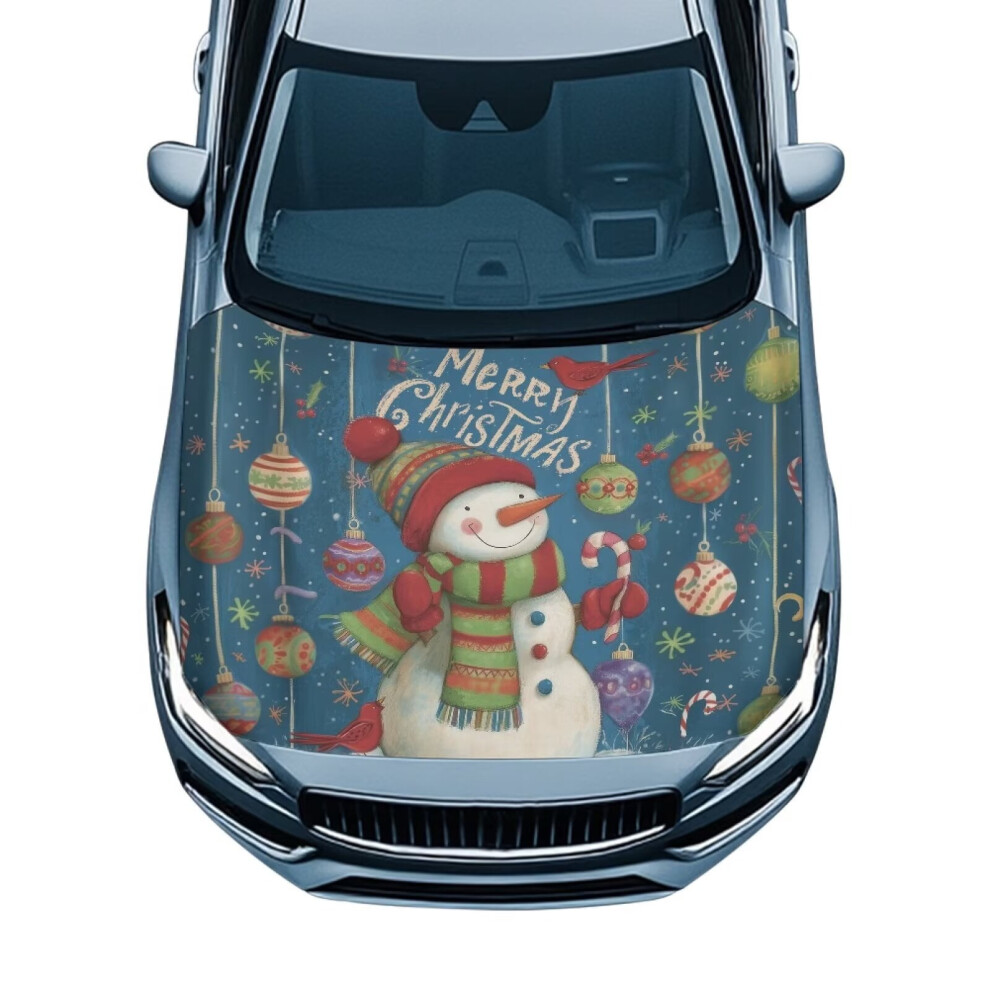 Merry Christmas Snowman Car Hood Cover Protector 59X39in Â Compatible With Most Sedans, Small Suvs & Trucks 9365509670927