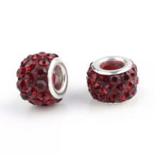 100pcs Polymer Clay Rhinestone European Large Hole Rondelle Beads Loose 10~12mm-#Siam