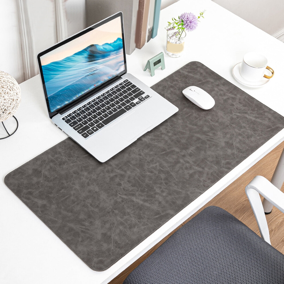 Karymi Extra Large 40X80cm Cork Desk Mat With Leather Surface, Non-Slip Â Compatible With Gaming & Office Use Dark/Gray 9365509670552