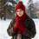 Conjunto de gorro, cachecol e luvas de veludo cor vinho para o inverno 4