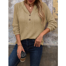 Felpa con cappuccio da donna a maniche lunghe, morbida e comoda, modello tunica pullover dalla vestibilità rilassata per primavera e autunno, top