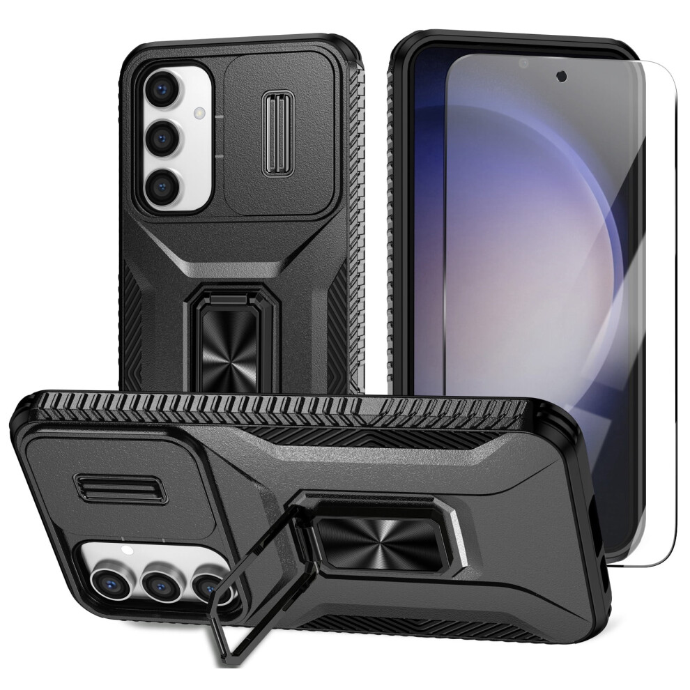 Military-Grade Phone Case For Compatible With Samsung Galaxy S23 Fe 5G Â Includes Screen & Slide Camera Protector, Built-In Magnetic Ring Kickstand, 9365509671863