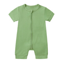 Baby Pojkar Flicka Romper Enfärgad Dragkedja Onesie Bekväm Sommar Jumpsuit Outfits Trendiga Heldelar
