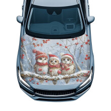 Autokaphoes met kerstkatmotief – Rekbare polyester beschermfolie, geschikt voor alle auto's, eenvoudig te installeren en geschikt voor alle