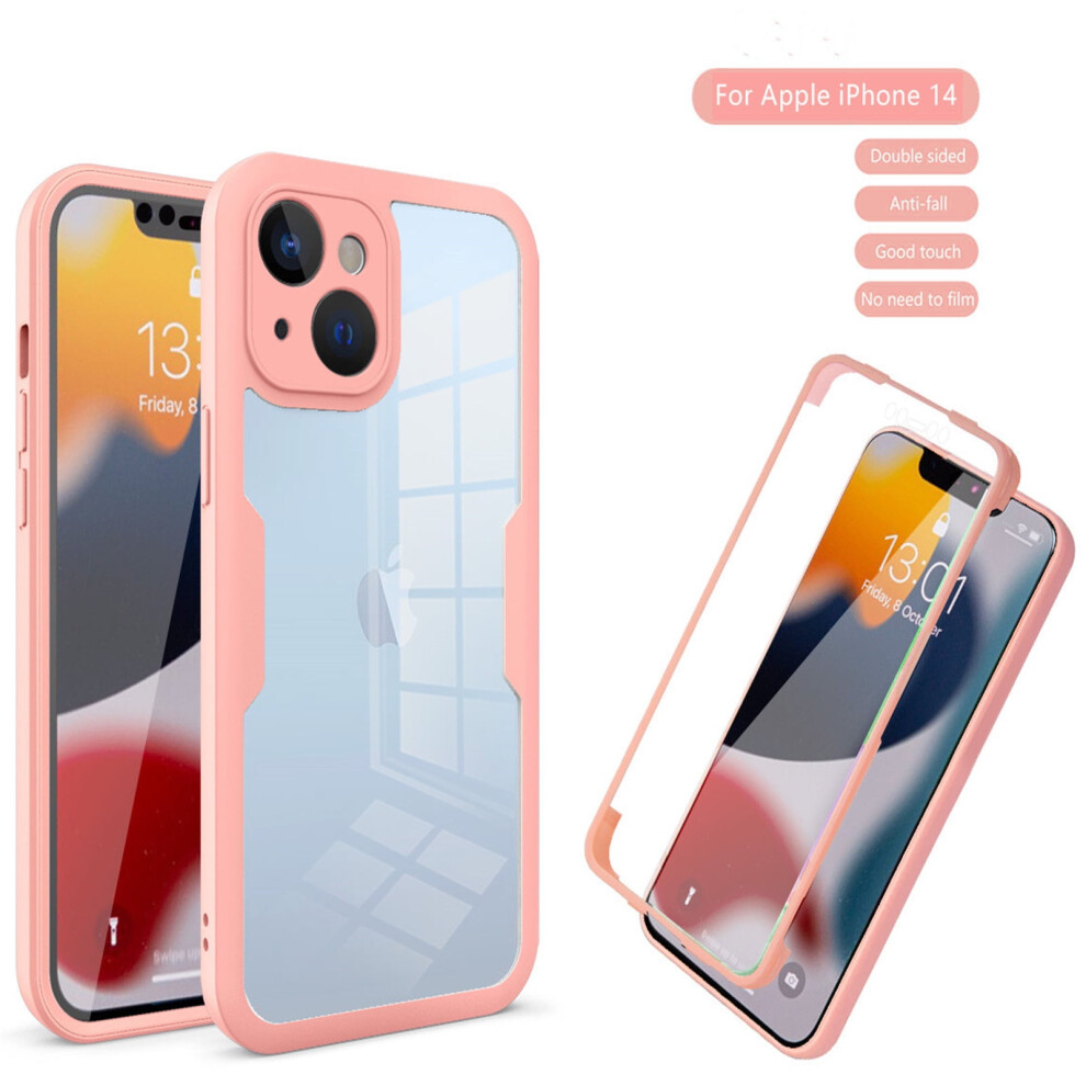 Compatible With Iphone 14 Clear Case With Built-In Screen & Camera Protector, Transparent Rugged Tpu Full Body Case Â Deep Pink 9365509672907