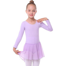 Abito da balletto a maniche lunghe per bambine, body da ballo, tutù, set per bambine, per esibizioni e prove, morbido, elastico, comodo, elegante,