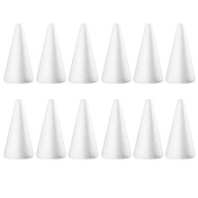 12Pcs White Foam Cone For Diy Favors For Children