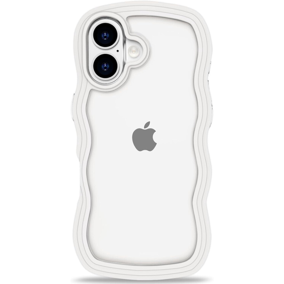 Cute Curly Wave Clear Tpu Case For Iphone 16 Pro Max Â Soft, Shockproof, Transparent Bumper 9365509674499