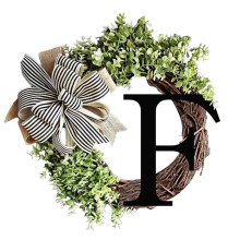 Alphabet Wreath, 26 Letters Decorative Door Hanging, Home Decor Wall Window Decoration for Wedding Housewarming Gift