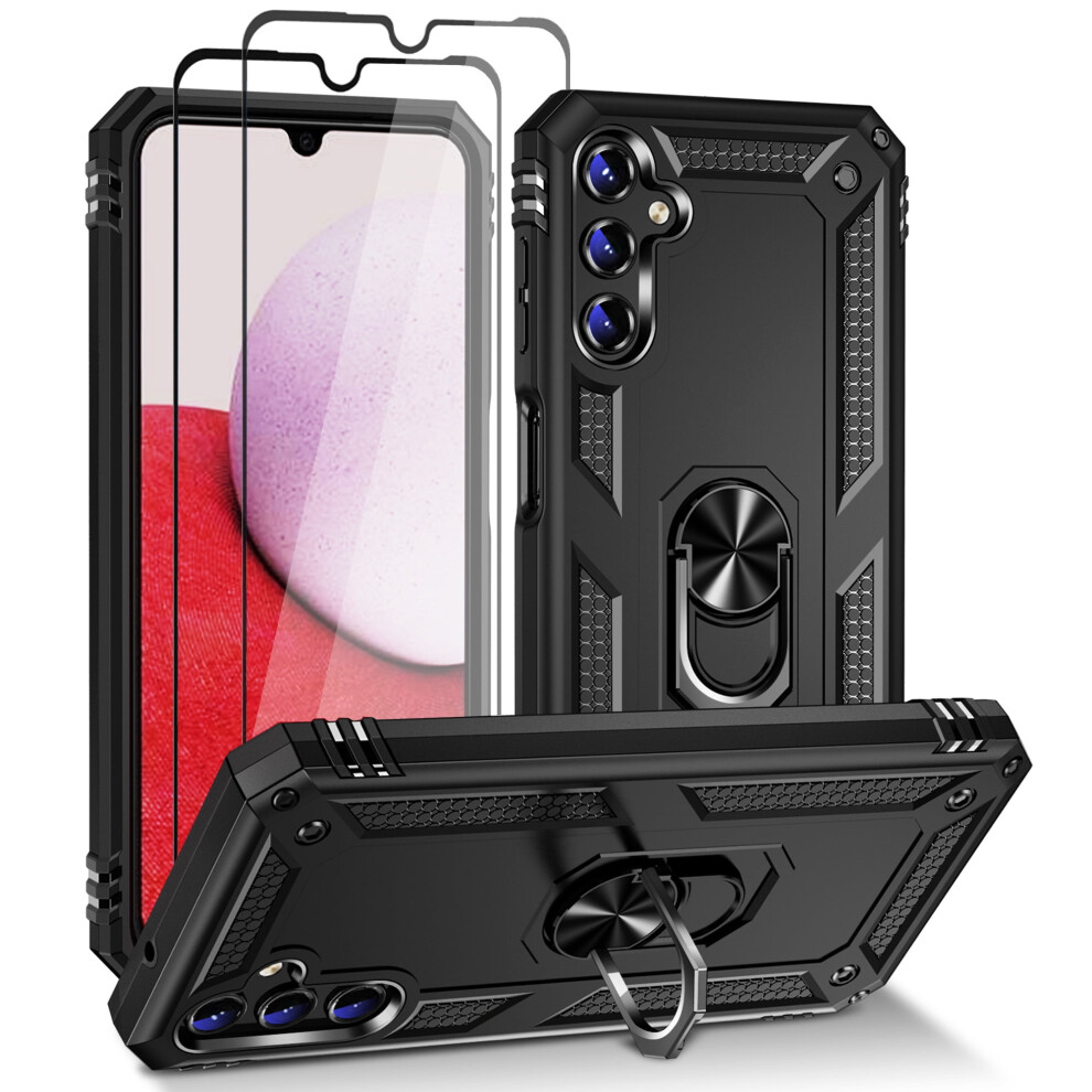 Compatible With Samsung Galaxy A14 5G Case With Screen Protector, Military-Grade Shockproof Cover With 360 Rotating Kickstand - Black 9365509674734