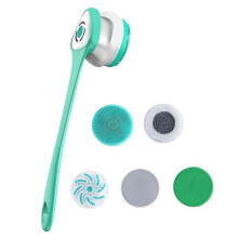Rechargeable Electric Shower Brush with 5 Heads, Waterproof Body Scrubber for Back Cleaning