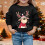 Kids Christmas pullover reindeer print round neck long 2