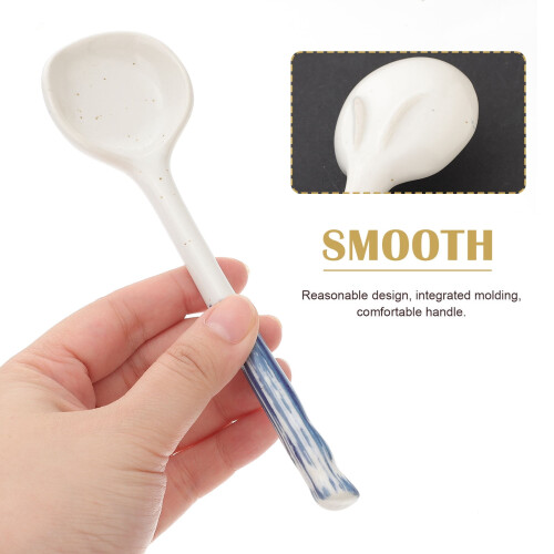 Pretyzoom 1Pc Ceramic Dessert Spoon Assorted Colors Ergonomic Retro Style for Kitchen 1