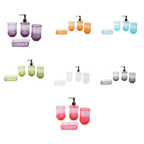 Ventilated 4 Piece Bathroom Storage Set-Transparent purple 1