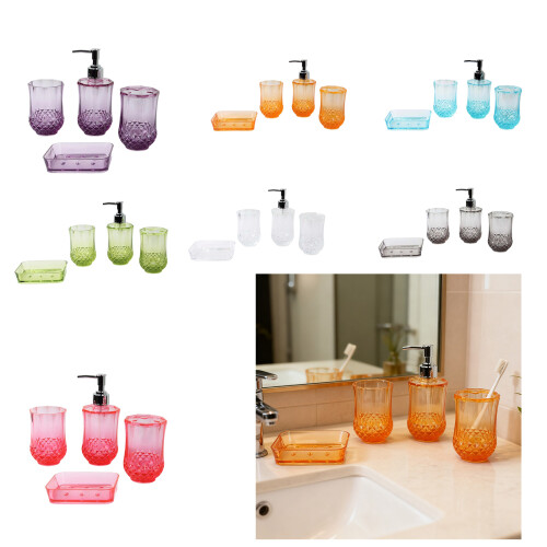 Ventilated 4 Piece Bathroom Storage Set-Transparent purple 2