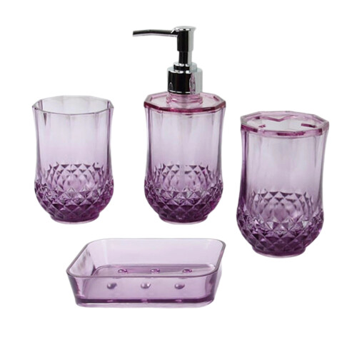 Ventilated 4 Piece Bathroom Storage Set-Transparent purple