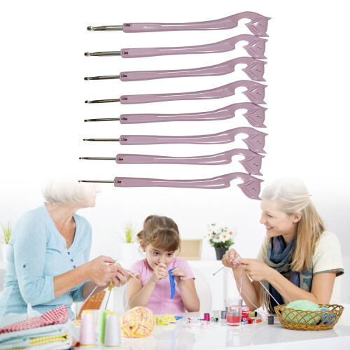 8Pcs Ergonomic Handle Crochet Hook Plastic Handle Crochet Hook 1