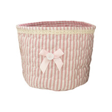 Decorative Cotton Polyester Cylindrical Storage-Pink stripes