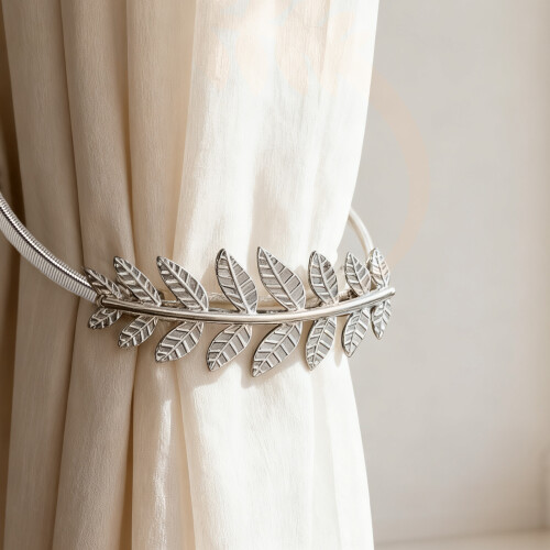 2Pcs Metal Decorative Leaf Curtain Tiebacks-Lotus leaves 1