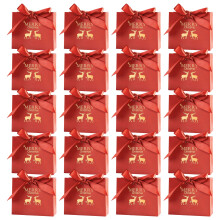 Sustainable Christmas Gift Bags 20 Pack Gold Foil Ribbon-Red