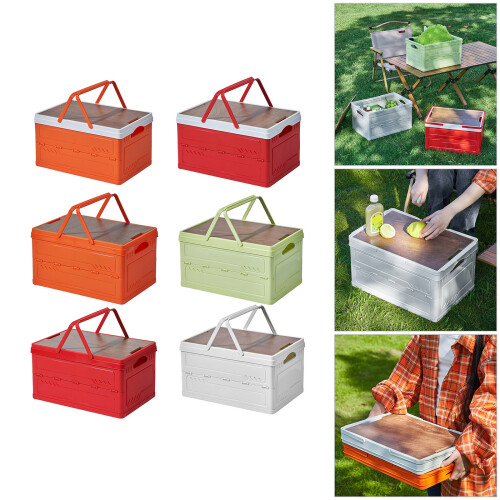 Durable Plastic Foldable Storage Bin PP-Orange and white 2
