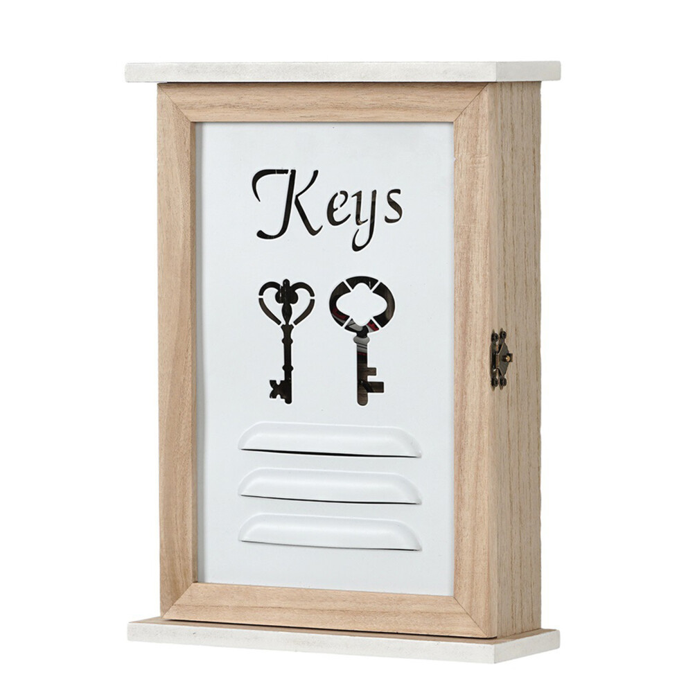 Handcrafted Wood Key Cabinet Wall Mounted Entryway-Iron White 7696001656440