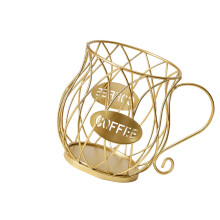 Iron Coffee Capsules Storage Basket Multifunctional Cafe-Gold