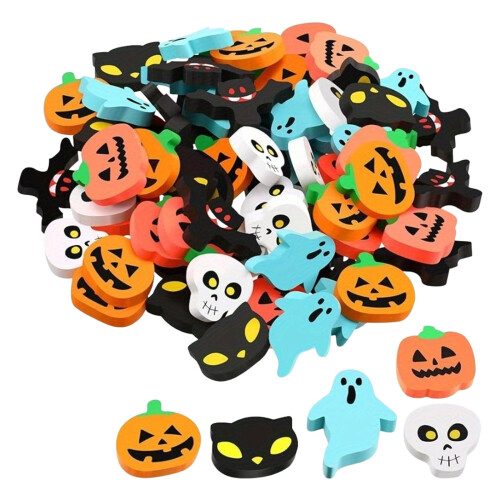 50Pcs Halloween Themed Erasers Cartoon Erasers Easy Erasing
