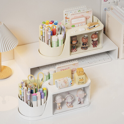 Pen Holders Case Office Desktop Cosmetic Stationeries-White 2