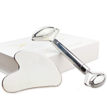 Stainless Steel Face Roller and Gua Sha Set 2 in 1 Cooling Massage Tool for Facial Skincare