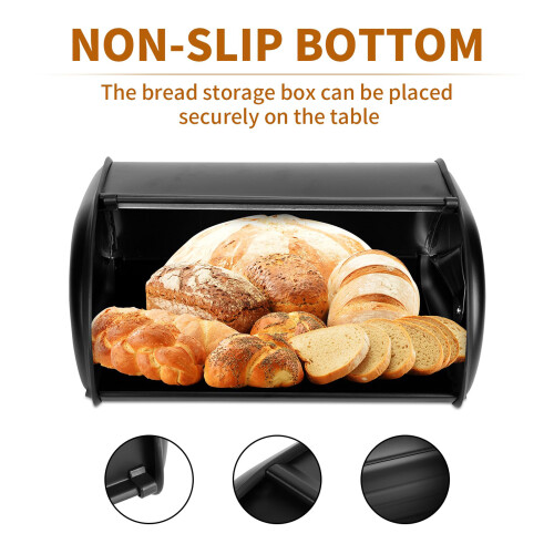 Modern Roll Top Bread Bin Metal Kitchen Storage Organiser For 1