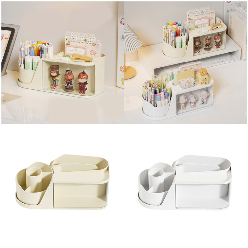 Pen Holders Case Office Desktop Cosmetic Stationeries-White 1