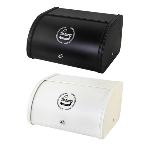 Retro Bread Keepers Metal Roll Top Designs Moisture Proof-White 1