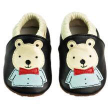 Baby Leather Shoes Black 06 Months Soft Sole Comfort Lightweight SlipOn for Newborns