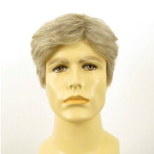 Men's Natural Hair Wig White and Grey Short Cut Human Hair Heat Safe Styling