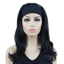 Natural Black Long Straight Headband Wig Synthetic Hair Easy Styling Comfortable Fit