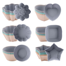 36pcs Silicone Muffin Moulds, 6 Types Moulds, Non-Stick Silicone Baking Moulds, Reusable Coated Silicone Muffin Mould