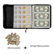 Portable Coin Collection Set 200 Panels Pvc Transparent Loose-Leaf Philatelic Book Album with Zipper Protection