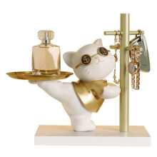 Bandeja de Almacenamiento para Guardar Joyas y Llaves con Forma de Gato, Accesorios para Decoración del Hogar, Regalo Dorado
