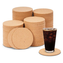 100 Posavasos de Corcho para Bebidas, Posavasos de Corcho Absorbente Redondo de 4 Pulgadas, Antideslizantes y Aislantes del Calor para Café