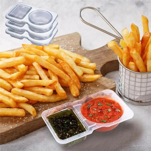 Double Compartment Condiment Container Reusable Sauce Containers Double Compartment Organized Snack Packs with Lid 2