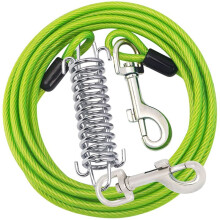 Dog Tie Out Cable Dog Runner for Yard Steel Wire Dog Leash with Superior Spring Large Dog Running in Outdoor,Green,A